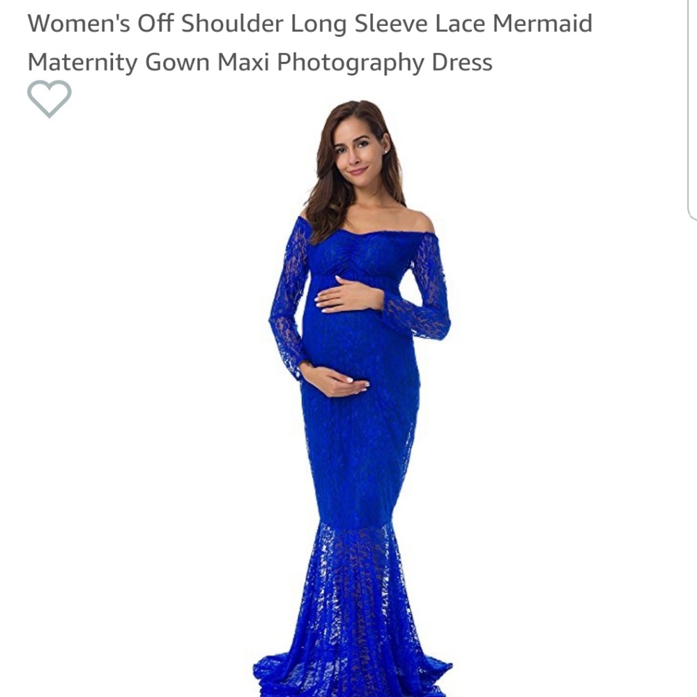 OTS Long Sleeve Lace Mermaid Maternity Maxi Dress